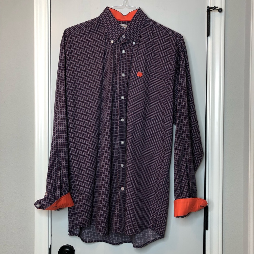 Cinch Mens Western Medium Navy/ Orange NICE.